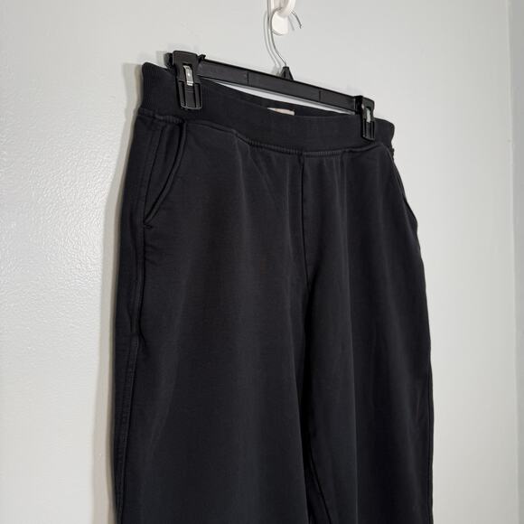 Everlane Organic Cotton Cropped Wide Leg Track Pant Black XL Elevated Loungewear - Picture 3 of 7